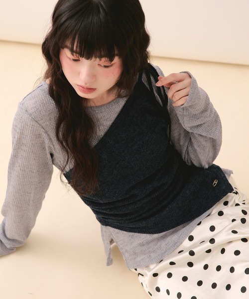 loin nuit tシャツ bustier set long sleeve sheer tops / ビスチェ