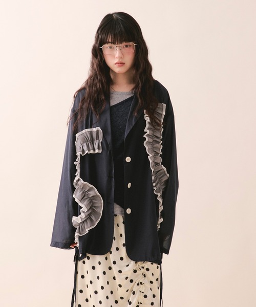 loin nuit tシャツ bustier set long sleeve sheer tops / ビスチェ