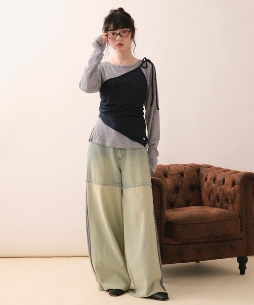loin nuit tシャツ bustier set long sleeve sheer tops / ビスチェ