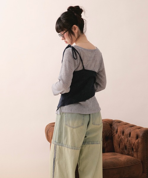 loin nuit tシャツ bustier set long sleeve sheer tops / ビスチェ