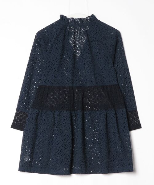 「OKIRAKU」 レース長袖ブラウス FREE ネイビー レディース_画像2