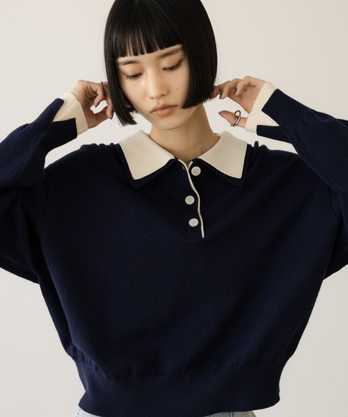 【ローズさん着用】 _J.L-A.L_ Stave Knit ニット LOWRYS FARM（ローリーズファーム） ニット セーター バイカラー