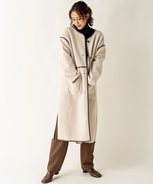 「MILLION CARATS」 ノーカラーコート FREE チャコールグレー レディース_画像3