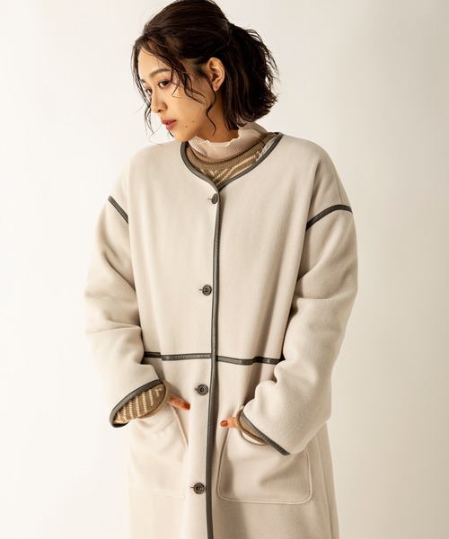 「MILLION CARATS」 ノーカラーコート FREE チャコールグレー レディース_画像7