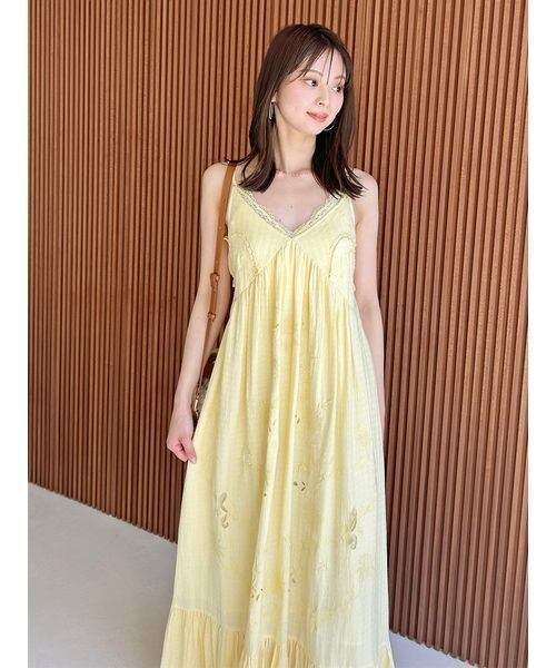 SNIDEL 新品 キャミワンピースセット シフォン ロングワンピース イエロー SNIDEL（スナイデル） キャミソールワンピース 0 イエロー レディース