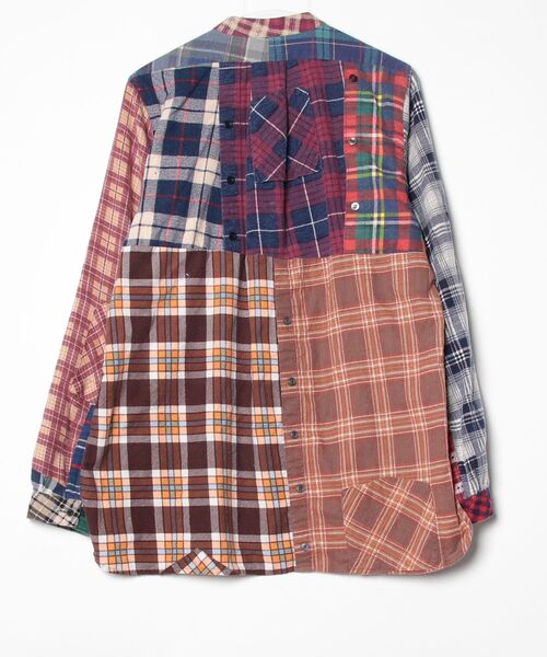 Rebuild by Needles 長袖シャツ チェック柄 Rebuild by Needles チェック柄長袖シャツ S ブルー メンズ : ZOZOTOWN