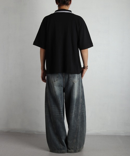 け様　ポロシャツ(S)、ルーズフィットバレルレッグパンツ(XS) ポロシャツ 半袖 76 / ナナロク 鹿の子 ルーズフィット メンズ