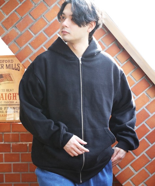 ロサンゼルスアパレル　ジップパーカー　黒　Sサイズ LOS ANGELES APPAREL（ロサンゼルスアパレル） ジップアップパーカー