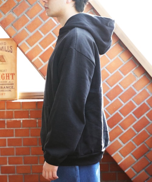 Los Angeles Apparel ジップパーカー 黒 短丈 USA製 LOS ANGELES APPAREL（ロサンゼルスアパレル） ジップアップパーカー