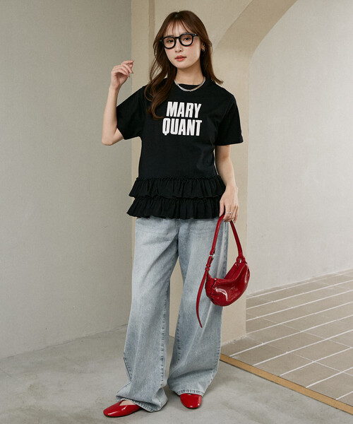 tシャツ マリークワント mary quant MARY QUANT × PUBLUX/マリークワント 裾 ティアード 切替 ロゴ Tシャツ　限定展開の画像