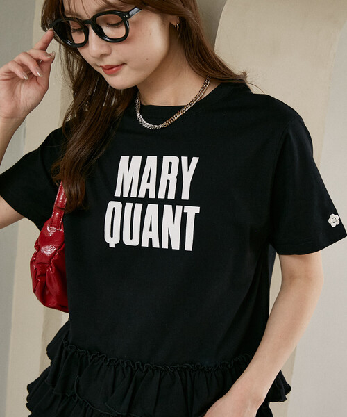 tシャツ マリークワント mary quant MARY QUANT × PUBLUX/マリークワント 裾 ティアード 切替 ロゴ Tシャツ　限定展開の画像
