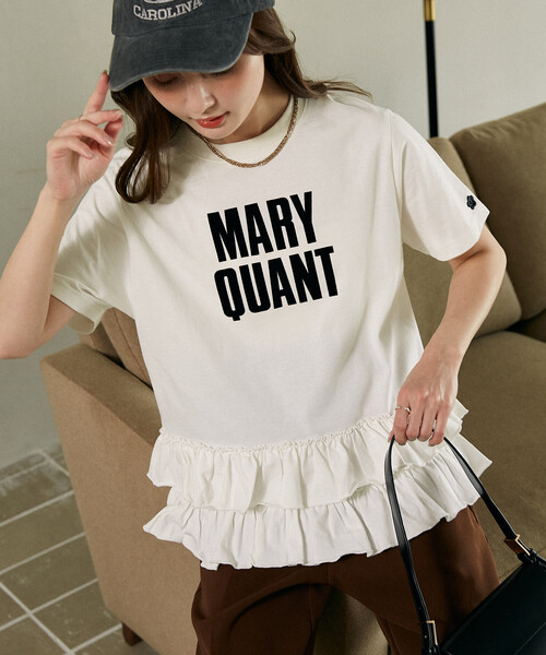tシャツ マリークワント mary quant MARY QUANT × PUBLUX/マリークワント 裾 ティアード 切替 ロゴ Tシャツ　限定展開の画像