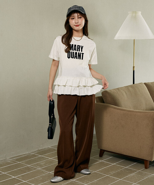 tシャツ マリークワント mary quant MARY QUANT × PUBLUX/マリークワント 裾 ティアード 切替 ロゴ Tシャツ　限定展開の画像