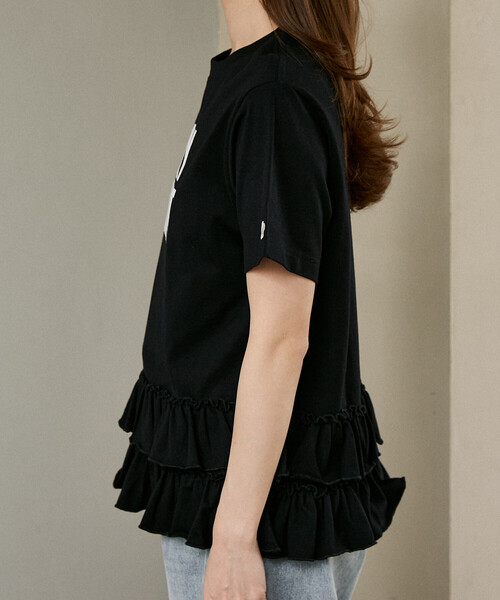 tシャツ マリークワント mary quant MARY QUANT × PUBLUX/マリークワント 裾 ティアード 切替 ロゴ Tシャツ　限定展開の画像
