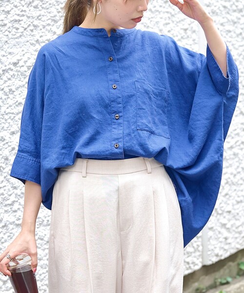 coen（コーエン） ブラウス シャツ 夏 「接触冷感」リネンレーヨン