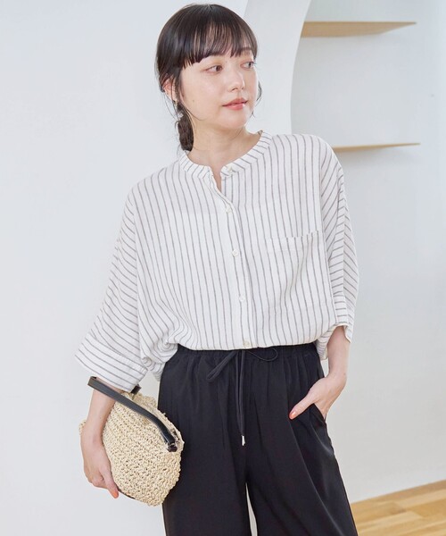 coen（コーエン） ブラウス シャツ 夏 「接触冷感」リネンレーヨン