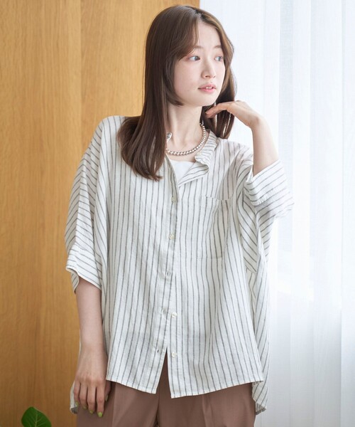 coen（コーエン） リネンシャツ ブラウス シャツ 夏 「接触冷感