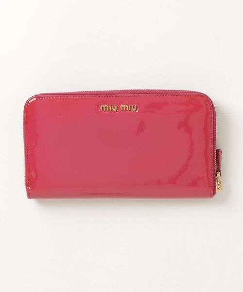 miu miu（ミュウミュウ） リボン ラウンドファスナー 長財布 - レッド 