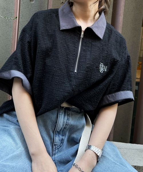 「DOUBLE NAME」 半袖シャツ FREE ブルー レディース_画像4