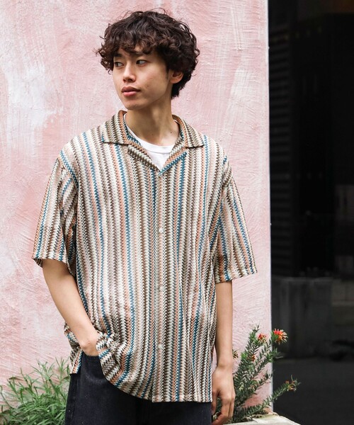 「BEAMS HEART」 半袖シャツ SMALL ブルー メンズ_画像5