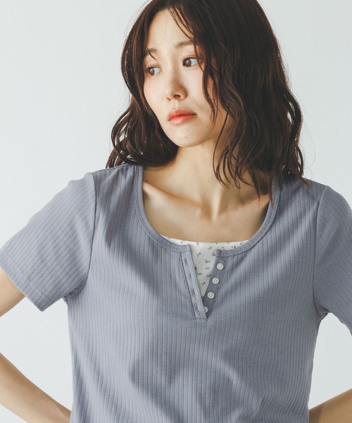 GLOBAL WORK（グローバルワーク） tシャツ フェイクレイヤードヘンリー