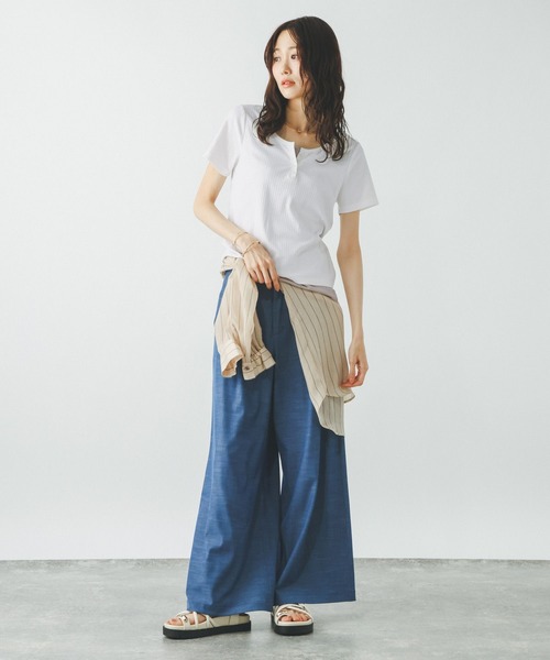 GLOBAL WORK（グローバルワーク） tシャツ フェイクレイヤードヘンリー