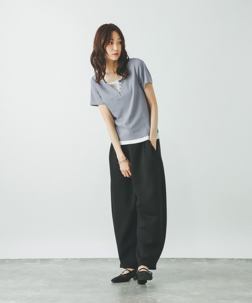 GLOBAL WORK（グローバルワーク） tシャツ フェイクレイヤードヘンリー