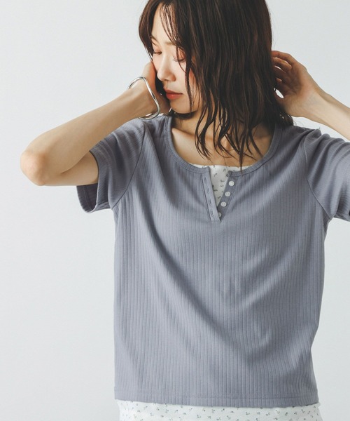 GLOBAL WORK（グローバルワーク） tシャツ フェイクレイヤードヘンリー