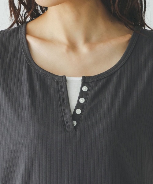 GLOBAL WORK（グローバルワーク） tシャツ フェイクレイヤードヘンリー
