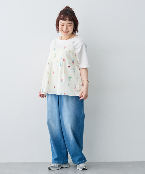 anyfee ブラウス シャツ 「anyfee/大きいサイズ」ニュアンスフラワー 