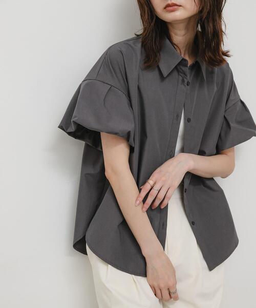 黒 バルーンスリーブ 半袖シャツ SENSE OF PLACE by URBAN RESEARCH 