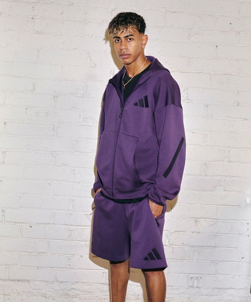 adidas メンズパーカー（ジップ、ボタン：ジップアップ）｜トップス