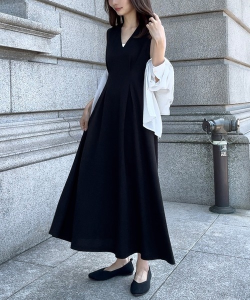 「junoah」 ノースリーブワンピース LARGE ネイビー レディース_画像3