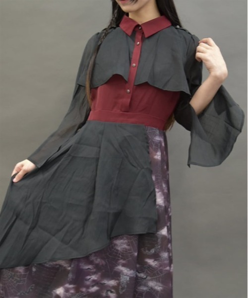 「axes femme POETIQUE」 長袖ワンピース MEDIUM ワイン レディース_画像5