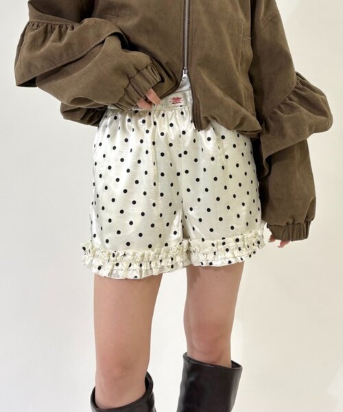 w closet（ダブルクローゼット） パンツ ドットサテンフリルショート