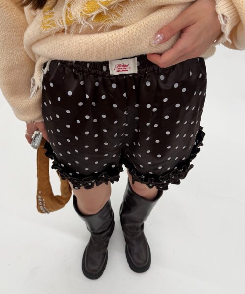 w closet（ダブルクローゼット） パンツ ドットサテンフリルショート