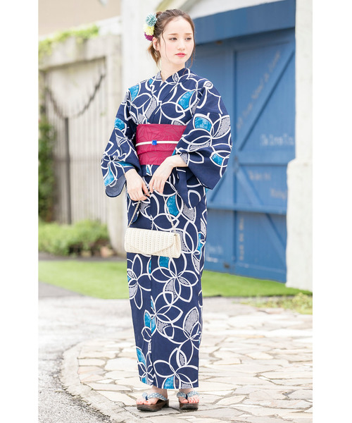 お*ぐ様 浴衣3点セット(浴衣.帯.草履)❁︎ボヌールセゾン SOUBIEN 浴衣セット 3点セット（浴衣/帯/下駄） ボヌールセゾン