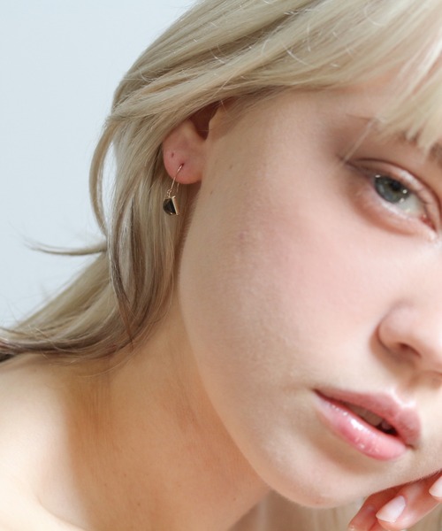 cui-cui ピアス カラーストーン スクエア フック | K10YG レディース