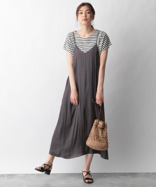 EVERYDAY I LIKE. 24SS ギャザー サテン キャミワンピース EVERYDAY I LIKE. 24SS ギャザー サテン キャミワンピース