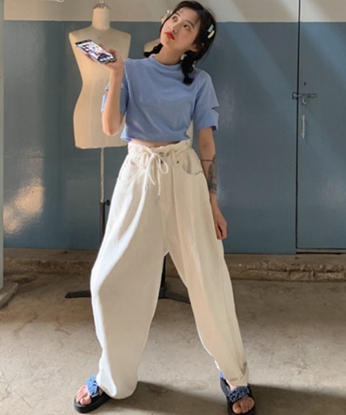 Mangrove（マングローブ） tシャツ クロップド丈オフネックカット