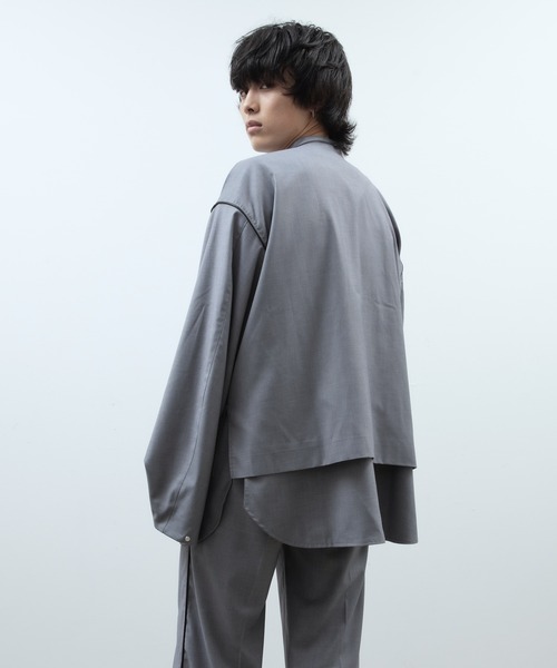 unlow ジャケット ノーカラージャケット パイピングノーカラー