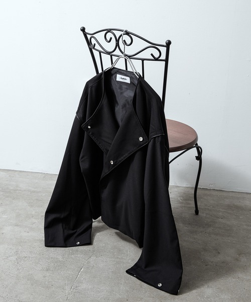【セットアップ対応】ノーカラーダブルデザイン unlow ジャケット ノーカラージャケット パイピングノーカラー