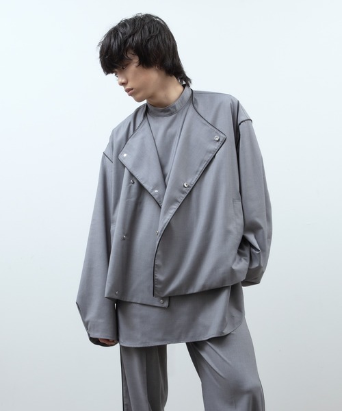 【セットアップ対応】ノーカラーダブルデザイン NOLLEY'S ジャケット ノーカラージャケット 「セットアップ対応