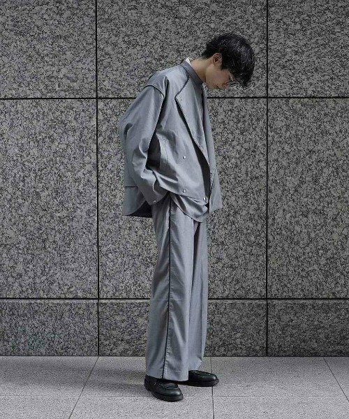 unlow ジャケット ノーカラージャケット パイピングノーカラー