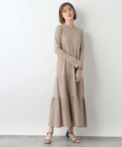 A part by（アパートバイ） ワンピース スソプリーツニットワンピース