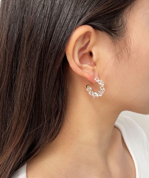 CEMO NEMO（セモネモ） ピアス 配色 クリアビーズ フープピアス 