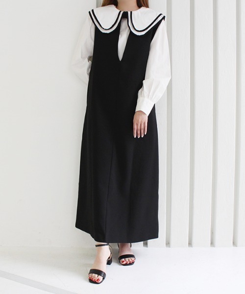 tシャツ ダブルラインセーラーカラートップス レディース MODE ROBE tシャツ ダブルラインセーラーカラートップス