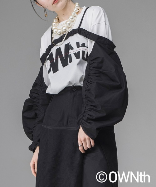 ベスト ジレ ギャザーフォルムスリーブトップス レディース