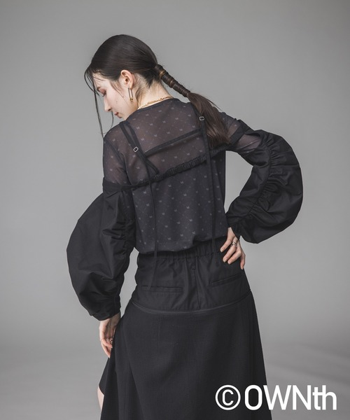 ベスト ジレ ギャザーフォルムスリーブトップス レディース OWNth ベスト ジレ ギャザーフォルムスリーブトップス