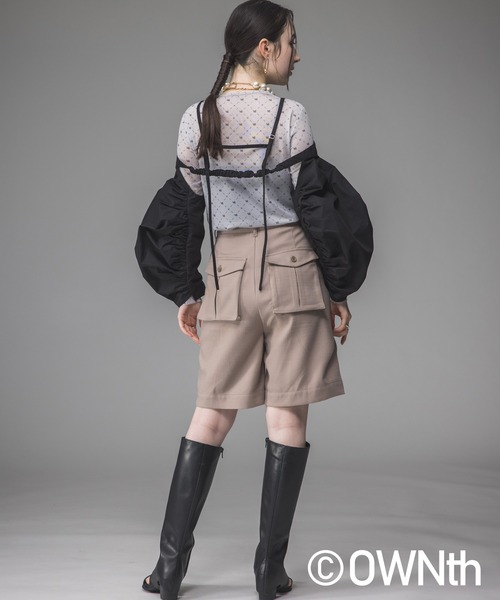 OWNth ベスト ジレ ギャザーフォルムスリーブトップス